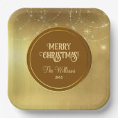 金ゴールドストリングスノーフレーク金ゴールドメタル ペーパープレート (正面)