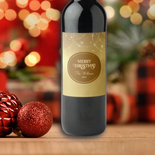 金ゴールドストリングスノーフレーク金ゴールドメタル ワインラベル