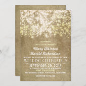 金ゴールドストリングライトグラムヴィンテエレガントージウェディング 招待状 (正面/裏面)