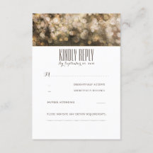 金ゴールドストリングライト素朴ウェディングRSVPカード