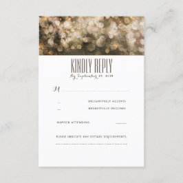 金ゴールドストリングライト素朴ウェディングRSVPカード 出欠カード