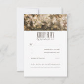 金ゴールドストリングライト素朴ウェディングRSVPカード 出欠カード (正面)