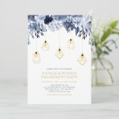 金ゴールドストリングライト、冬のフローラ婚約パーティ 招待状 (スタンド正面)