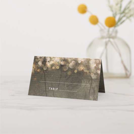 金ゴールドストリングラ素朴イツウッドバ結婚ーン プレイスカード (正面)