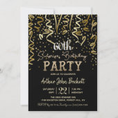 金ゴールドストリーマー&紙吹雪サプライズ誕生日パーティー 招待状 (正面)