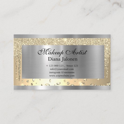 金ゴールドストロークマーブル美しいショップバラスパメイクアップ 名刺 (正面)