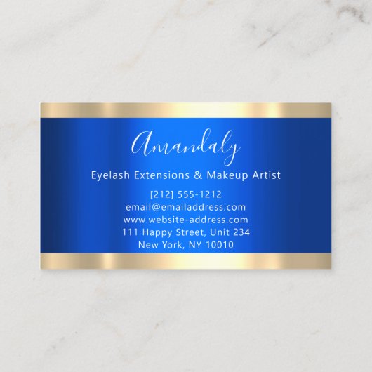 金ゴールドストローク王室のスブルー美しいショップ 名刺 (裏面)