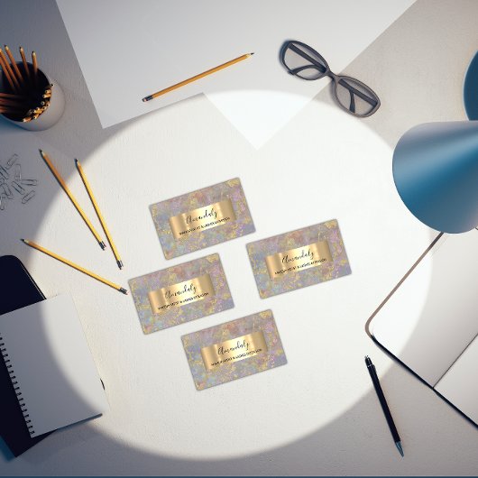 金ゴールドストローク美しいショップパステルスモーキーマーブル 名刺