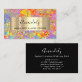 金ゴールドストローク美しいショップホログラフィックピンク 名刺 (正面/裏面)