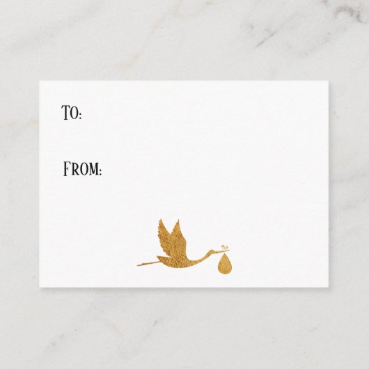 金ゴールドストーク表示赤ちゃんシャワー挿入ギフトカード エンクロージャーカード (裏面)