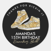 金ゴールドスニーカーのボールシール ラウンドシール (正面)