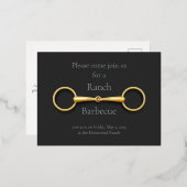 金ゴールドスネッフルビットエレガント馬術 箔招待状ポストカード (正面/裏面)