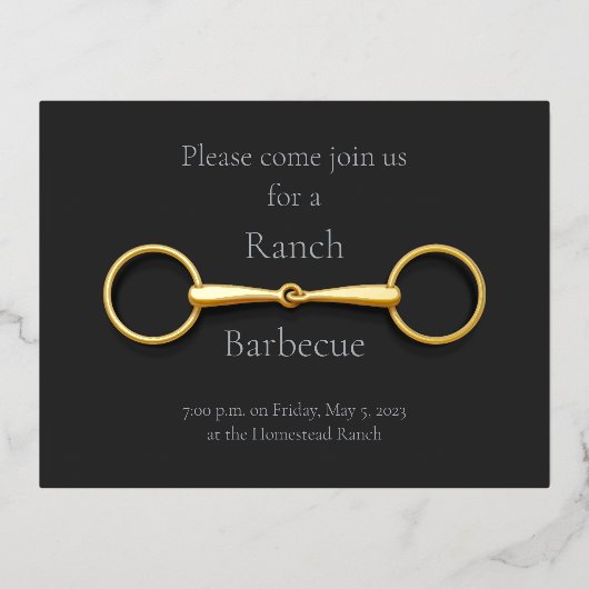 金ゴールドスネッフルビットエレガント馬術 箔招待状ポストカード (正面)