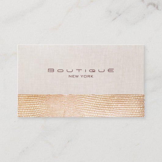 金ゴールドスネークスキン&リネンファッションブティック 名刺 (正面)