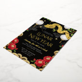 金ゴールドスネークフローラ旧正月パーティの招待状 箔シーズンカード (回転した状態)