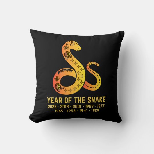 金ゴールドスネーク〔占星術の〕十二宮図ブラックのグラデーション年 クッション (正面)