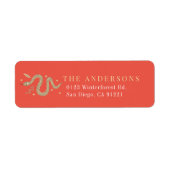 金ゴールドスネーク〔占星術の〕十二宮図新年差出人住所ラベル ラベル (正面)