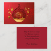 金ゴールドスノーフレークとクリスマスツリー ノートカード (正面/裏面)