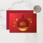 金ゴールドスノーフレークとクリスマスツリー ノートカード (正面/裏面インサイチュ)