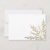 金ゴールドスノーフレークをホワイトウィンターウェディングRSVP 出欠カード (裏面)