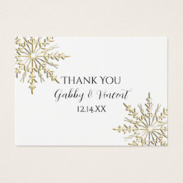 金ゴールドスノーフレークウィンターウェディングメッセージカード