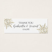 金ゴールドスノーフレークウィンターウェディングメッセージカード (正面)