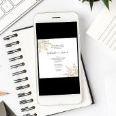 金ゴールドスノーフレークウィンターウェディングリハーサルディナー 招待状