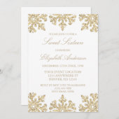 金ゴールドスノーフレークウィンタースウィート16 招待状 (正面/裏面)