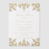 金ゴールドスノーフレークウィンターブライダルシャワー ベラム紙招待状 (正面)