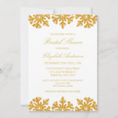 金ゴールドスノーフレークウィンターブライダルシャワー 招待状 (正面)