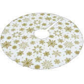 金ゴールドスノーフレークエレガントホワイトホリデー ブラッシュドポリエステルツリースカート (アングル)