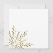 金ゴールドスノーフレークオンホワイトウィンターウェディング招待状 招待状 (裏面)