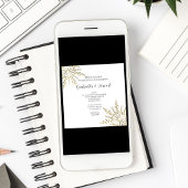 金ゴールドスノーフレークオンホワイトウィンター婚約パーティ 招待状