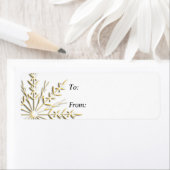 金ゴールドスノーフレークオンホワイトクリスマスプレゼントラベル ラベル (インサイチュ)