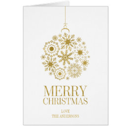 金ゴールドスノーフレークオーナメントクリスマスグリーティングカード