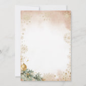 金ゴールドスノーフレークオーナメントクリスマスジェンダーの暴露 招待状 (裏面)