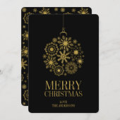 金ゴールドスノーフレークオーナメントクリスマスホリデーカード シーズンカード (正面/裏面)