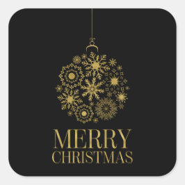金ゴールドスノーフレークオーナメントホリデースクエアステッカー スクエアシール