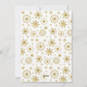 金ゴールドスノーフレークオーナメントホリデーフォトカード シーズンカード (裏面)