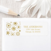 金ゴールドスノーフレークオーナメントホリデー住所 シール (インサイチュ)