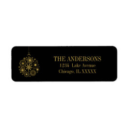 金ゴールドスノーフレークオーナメントホリデー住所 シール
