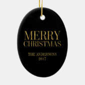 金ゴールドスノーフレークオーナメントメリークリスマスオーナメント セラミックオーナメント (裏面)