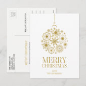 金ゴールドスノーフレークオーナメントメリークリスマスハガキ シーズンポストカード (正面/裏面)