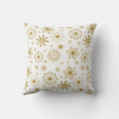 金ゴールドスノーフレークオーナメントメリークリスマスピロー クッション (裏面)