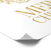 金ゴールドスノーフレークオーナメントメリークリスマスポスター ポスター (角)