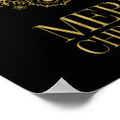 金ゴールドスノーフレークオーナメントメリークリスマスポスター ポスター (角)