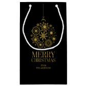 金ゴールドスノーフレークオーナメントメリークリスマス抱き枕 スモールペーパーバッグ (裏面)