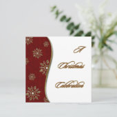 金ゴールドスノーフレーククリスマスお祝い招待状 招待状 (スタンド正面)