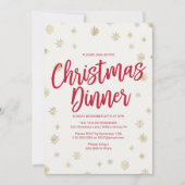 金ゴールドスノーフレーククリスマスディナー 招待状 (正面)