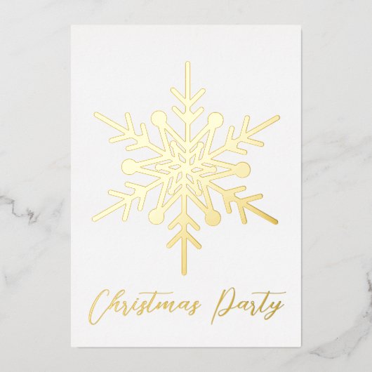 金ゴールドスノーフレーククリスマスパーティの招待状実在 箔招待状 (正面)
